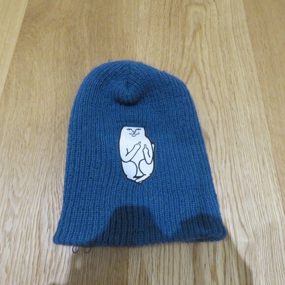 RIPNDIP Lord Nermal Cat Ribbed Knit Beanie Hat in Teal Blue Street Fall Unisex - Picture 2 of 7